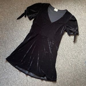 Black velvet dot dress